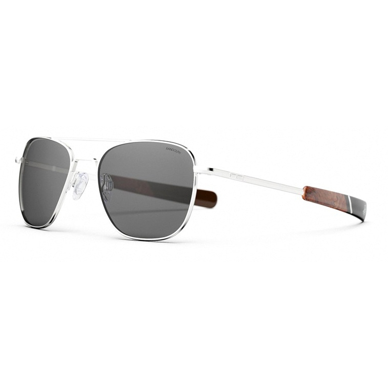 RANDOLPH Aviator23k-WhiteGoldAmericanGraywithJetwayTemplesPolarized